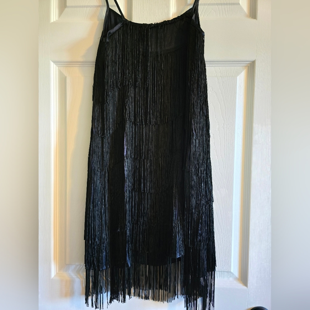 French Connection Black Fringe Slip Mini Dress - Picture 4 of 4